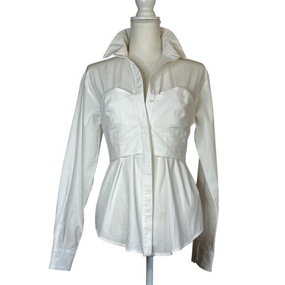 SOVERE Capture Corset Top in Milk Small New Womens Button Down Shirt Top - Picture 6 of 15